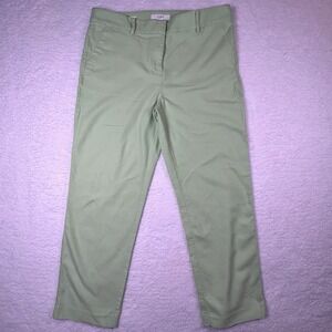 LOFT Riviera Slim Pants Women's Size 10 Green Linen Blend Ankle Work Trousers